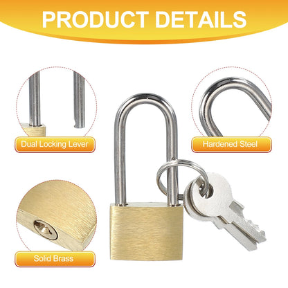 2 Pcs Solid Brass Padlocks with 2 Keys for Security (No Specific Years)