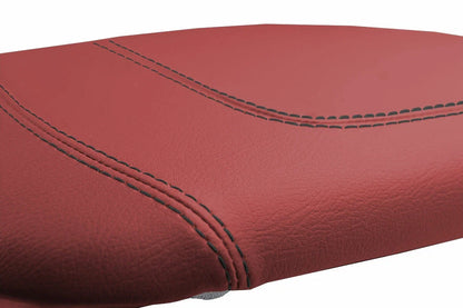 Leather Console Lid Armrest Cover for Ford F150 Lariat (1997–2003) Red Black Stitch