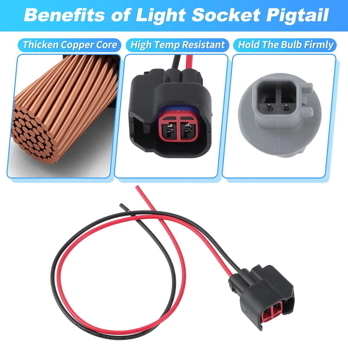 Side Marker Light Bulb Socket Wiring for Ford F-150 F250 Super Duty (2015–2023)