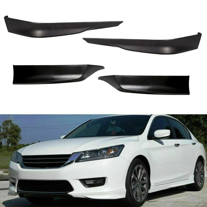Set of 2 Matte Black Front and Rear Bumper Spoilers for Honda Accord (2013–2015)