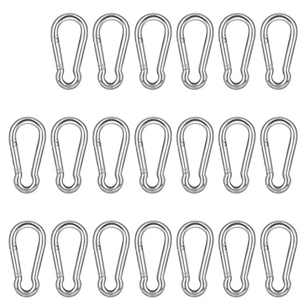 20Pcs Stainless Steel Carabiner Clip Spring Snap Hooks 1.57inch