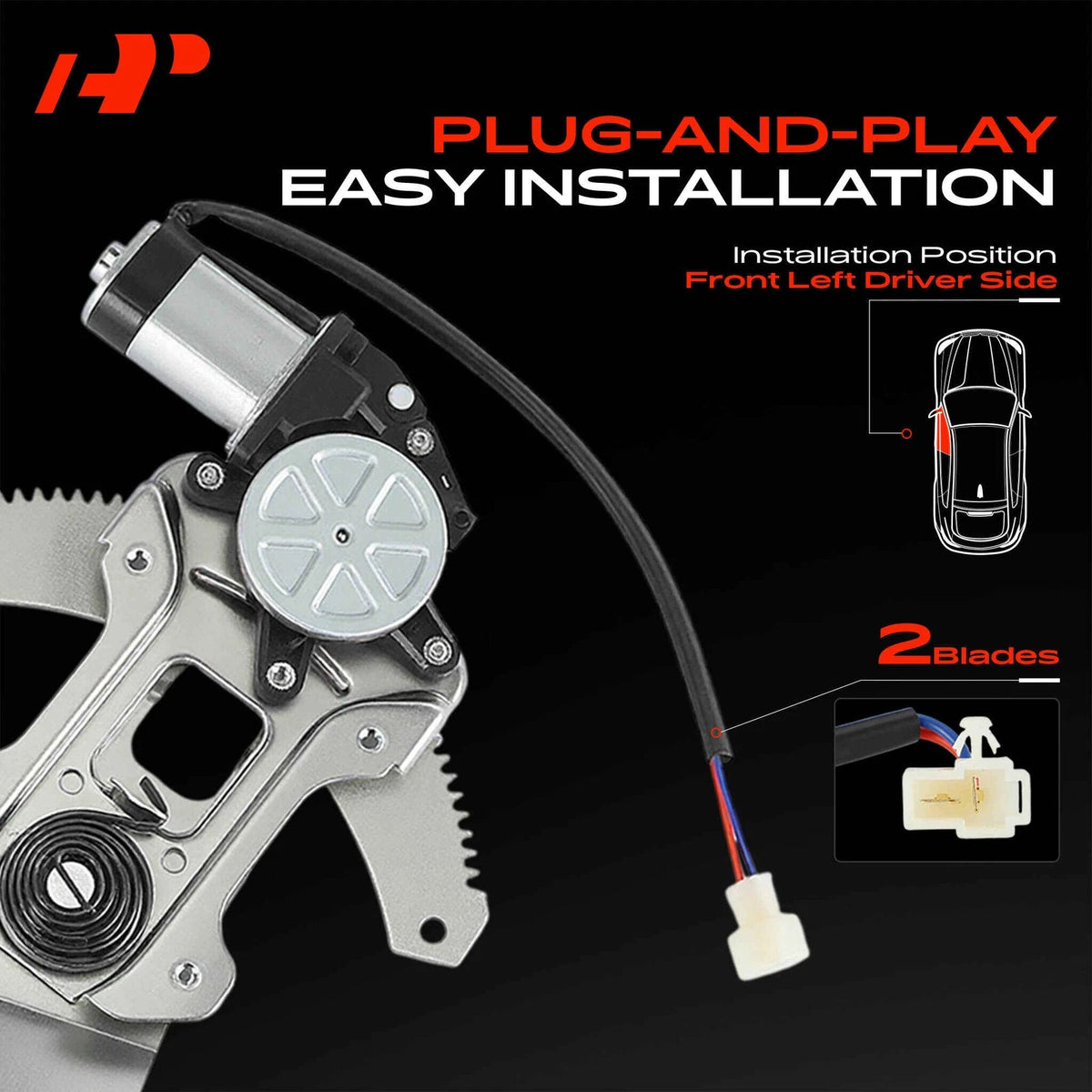 Front Left Power Window Regulator w/Motor for Subaru Impreza (2002–2007) 61222FE030, 61222FE031, 751-347