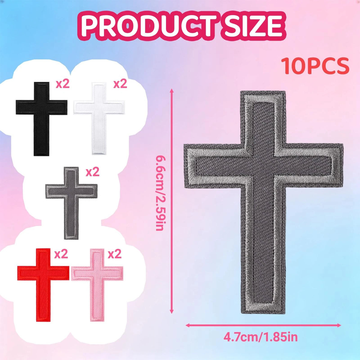 15PCS Iron on Cross Patches for Christian Embroidery (Multicolors)