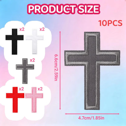 15PCS Iron on Cross Patches for Christian Embroidery (Multicolors)