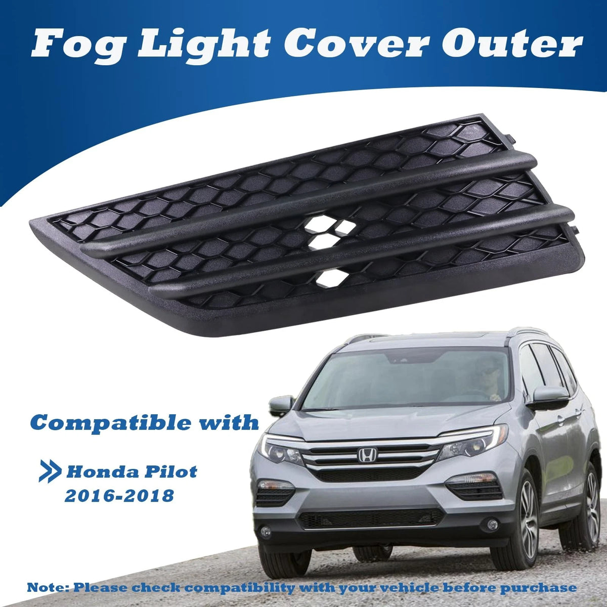 Left Fog Light Cover Bezel for Honda Pilot (2016–2018)