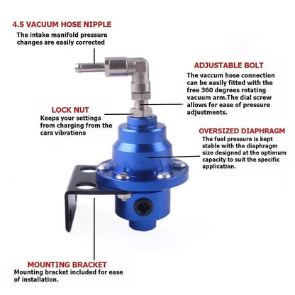 Adjustable Fuel Pressure Regulator with kPa Oil Gauge Kit for Universal Fit