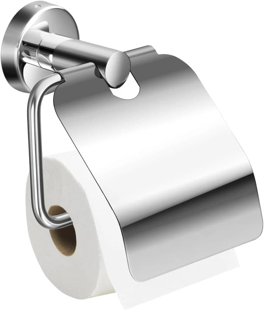 Toilet Paper Holder with Cover for Bathroom - Stainless Steel