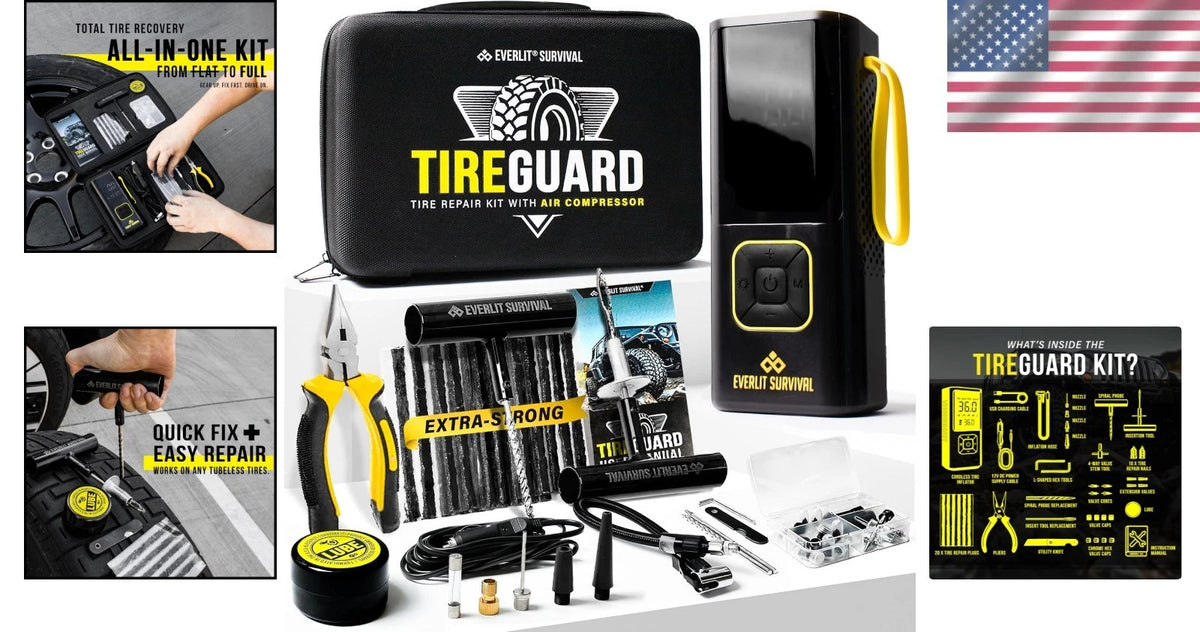 150 PSI Cordless Tire Inflator & Repair Kit for Cars (2010–2023)