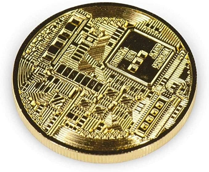 3 Pcs Gold Plated Bitcoin Coin 40mm Commemorative Crypto Collectible