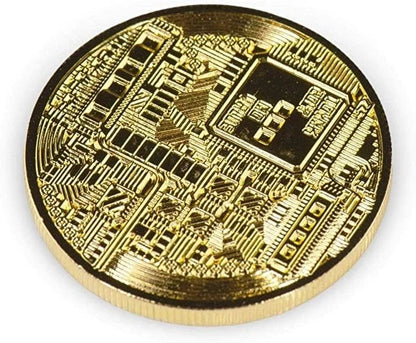 3 Pcs Gold Plated Bitcoin Coin 40mm Commemorative Crypto Collectible