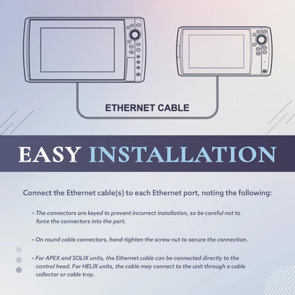 30 Feet Ethernet Cable for Humminbird Helix, APEX, SOLIX, Onix