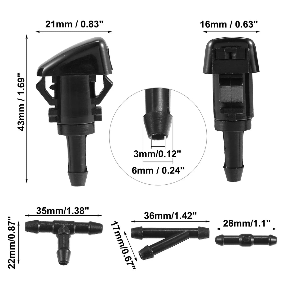 2X Windshield Washer Nozzle Hose Kit for GMC Chevrolet (7133-232314B)