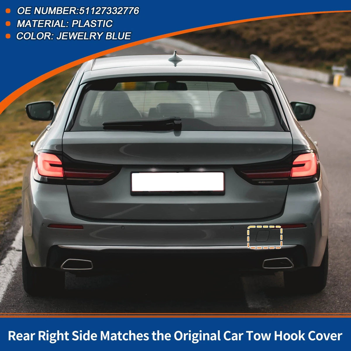 Rear Car Bumper Tow Hook Cover for BMW 5-Series F10 (2011–2017) No. 51127332776 Jewelry Blue