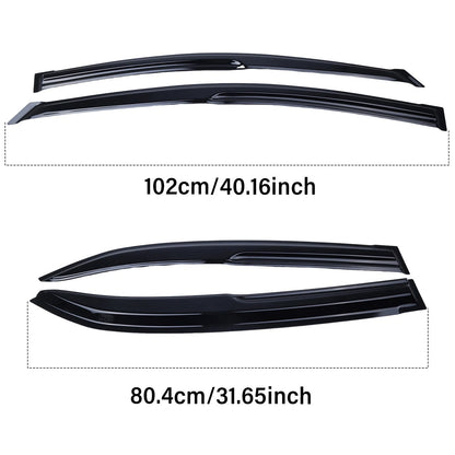 Set of 4 Window Visors for Toyota Corolla (2014–2019) - Coroll-14-19-JDM, 3D Mugen Wavy Style, Chrome Trim