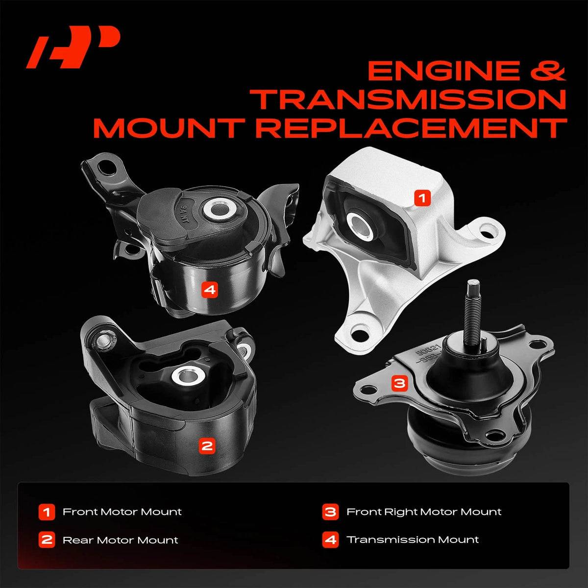 Set of 4 Engine Motor & Transmission Mounts for Acura RSX Honda Civic (2002–2006) - A4549, A4503, A4508, A4528