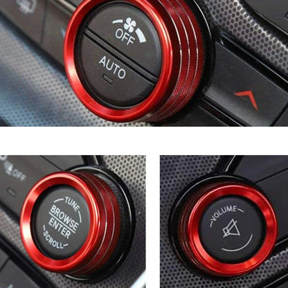 3 x AC Radio Switch Trim Ring Knob Covers Red for 2015-2020 Challenger Charger