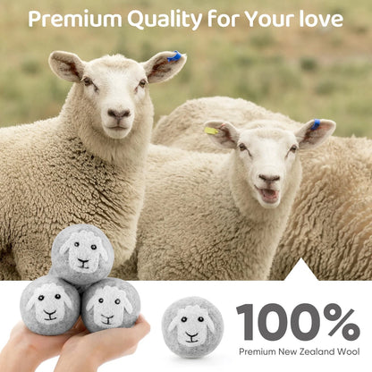 6X Wool Dryer Balls for Laundry (Natural Fabric Softener)