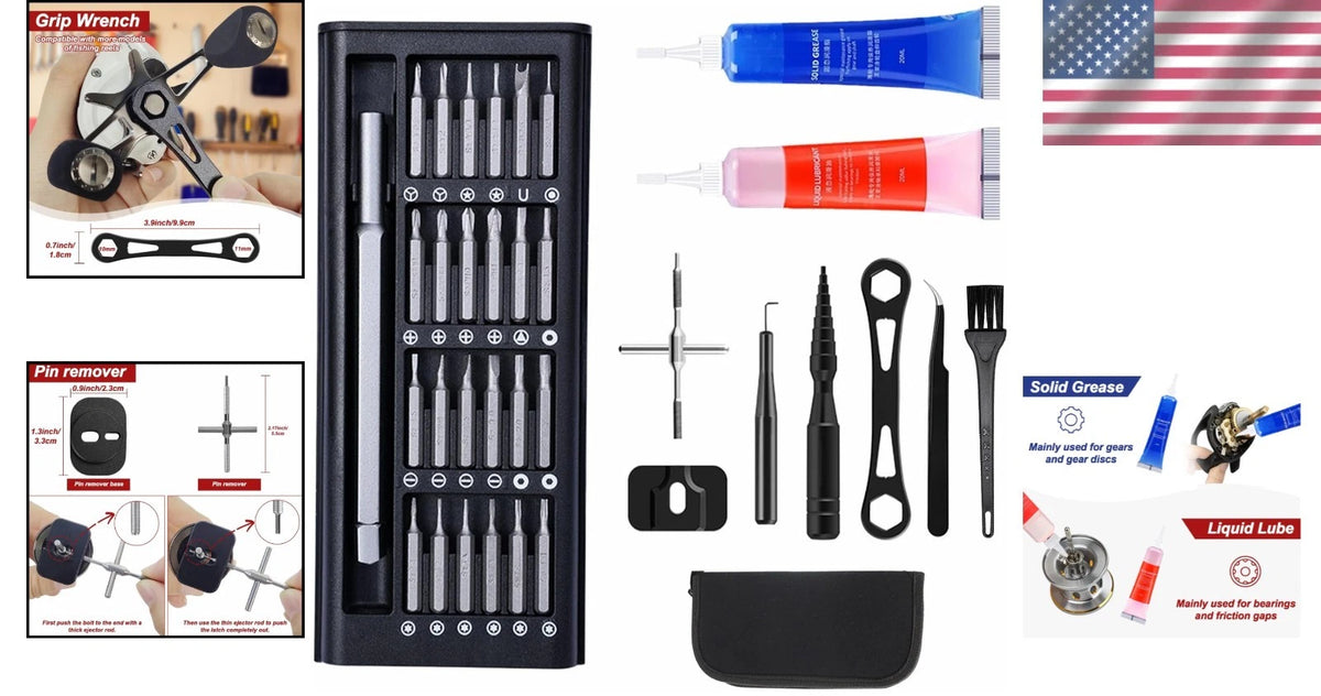 24-in-1 Fishing Reel Tool Kit - Corrosion-Resistant