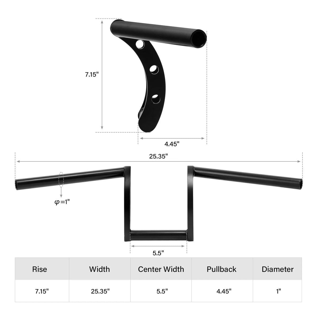 1" Handlebars for Honda Yamaha Suzuki Kawasaki Bobber Chopper