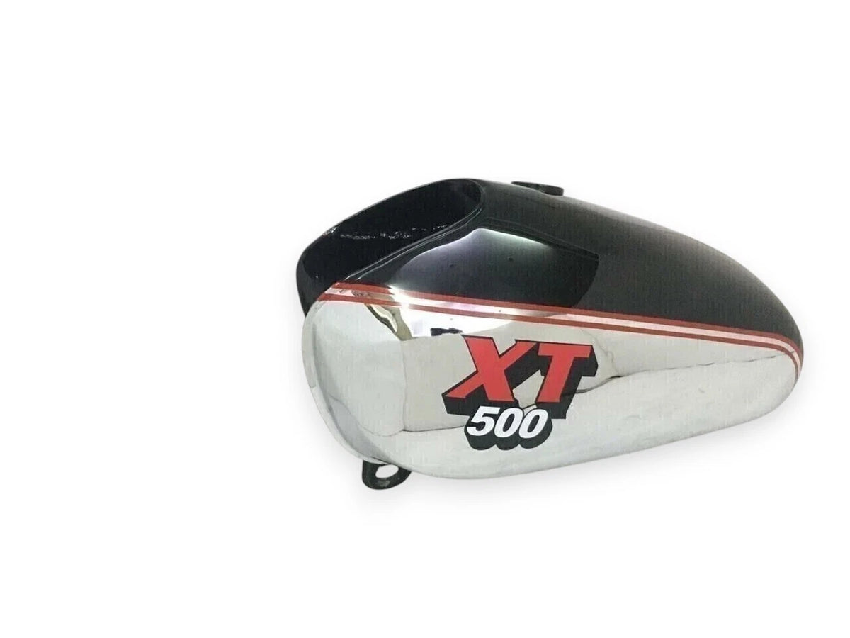 Gas Fuel Tank for Yamaha XT TT 500 (1977) - Steel Chrome & Black Painted