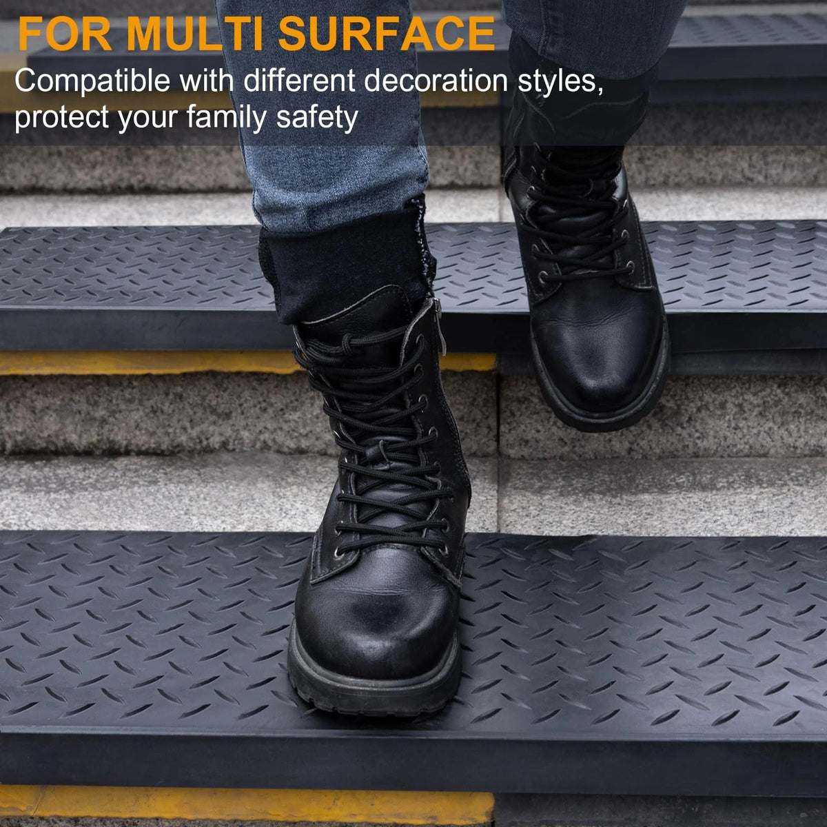 3X Rubber Stair Treads for Spurtar (29.69" x 9.85") - Diamond Black