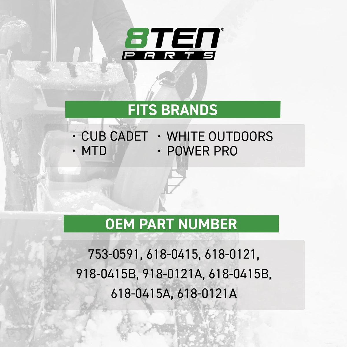 8TEN Auger Gearbox for Cub Cadet 926TE 826SWE 926SWE (2010–2019) 618-0415B 918-0121