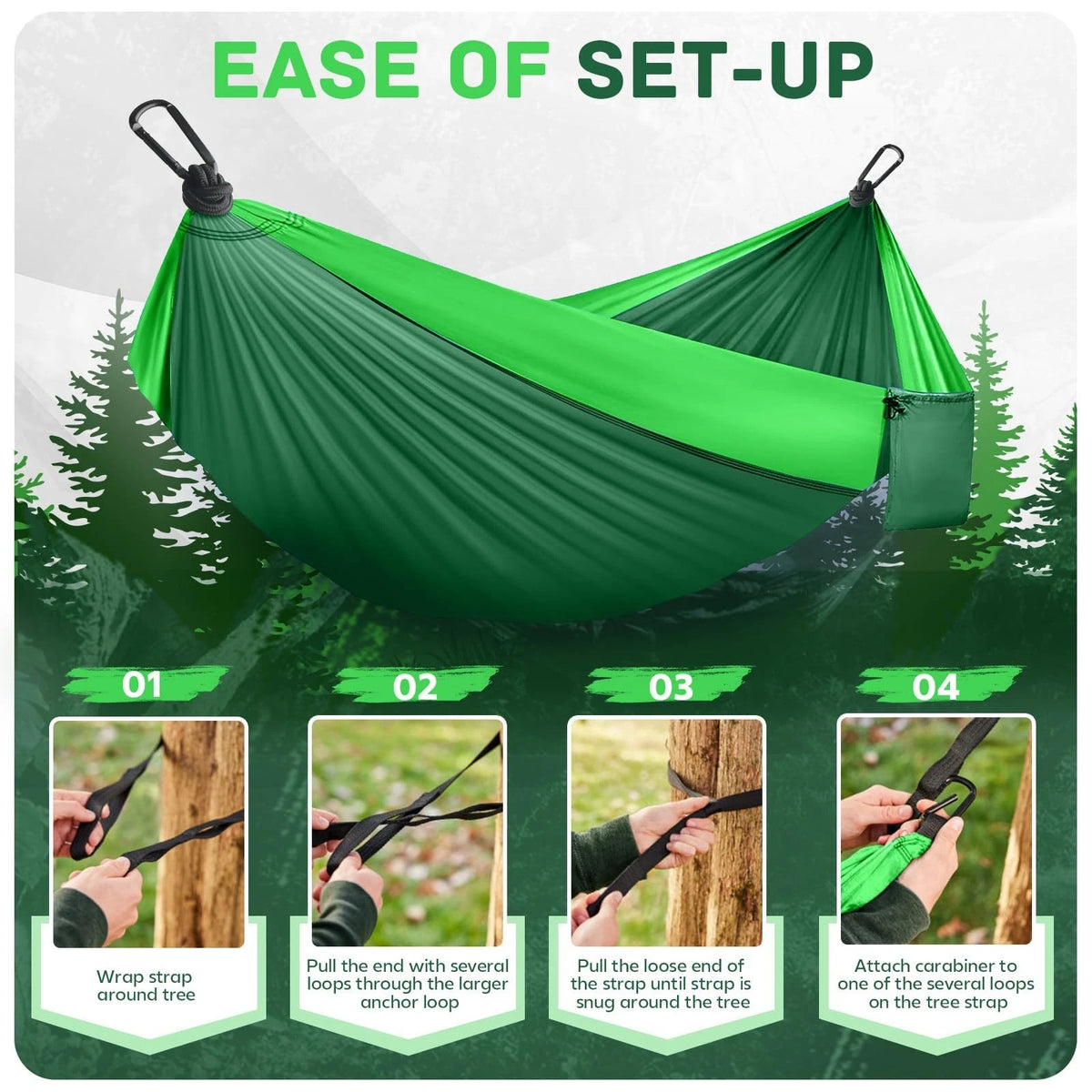 2X Lightweight Portable Double Parachute Nylon Camping Hammock for Outdoor