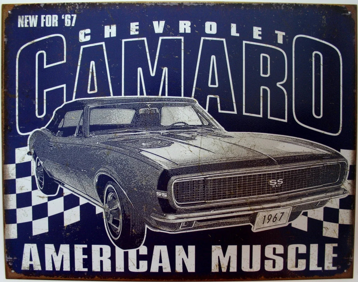 Vintage Replica Tin Metal Sign for Chevy Camaro (1967) - GM Part 2135