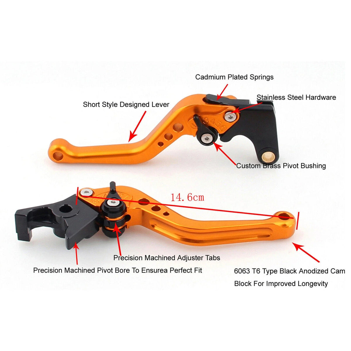 Short Clutch Brake Lever for Yamaha MT125 (2014–2019) Gold T9