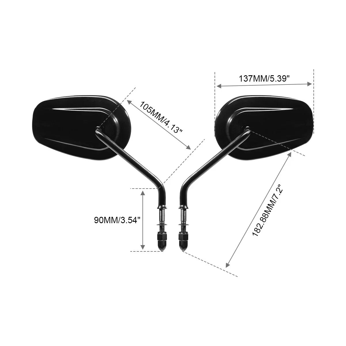 Black Teardrop Rearview Mirrors for Harley Softail Deluxe, Fat Boy, Dyna