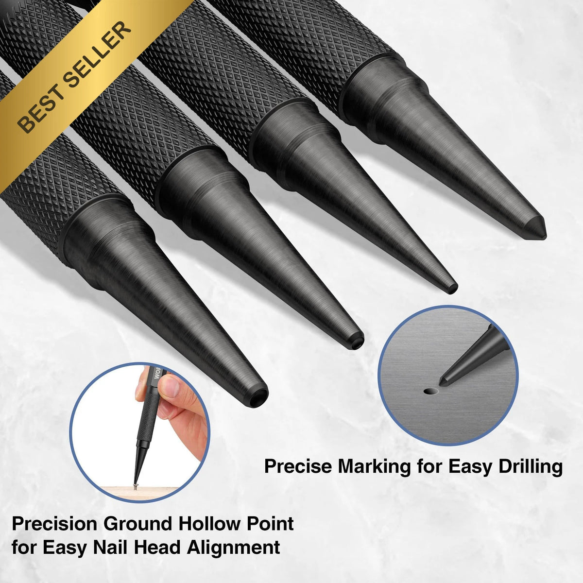4-Piece Nail Punch and Center Set for Automotive Use (2010–2023)