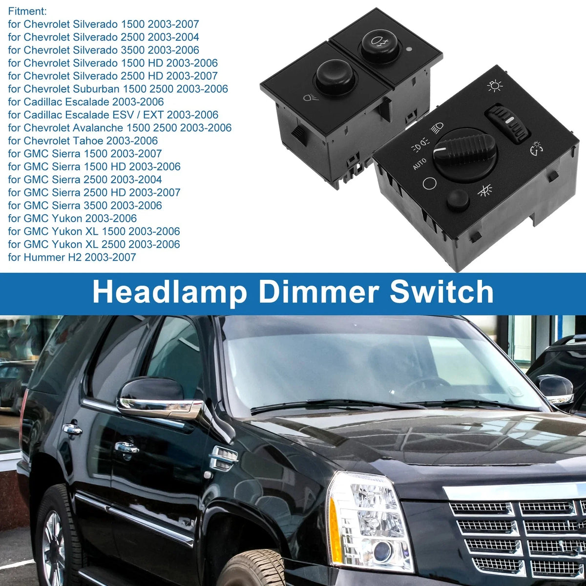 2X Headlight Switch for Chevrolet Silverado 1500 (2003–2007) No.19381535