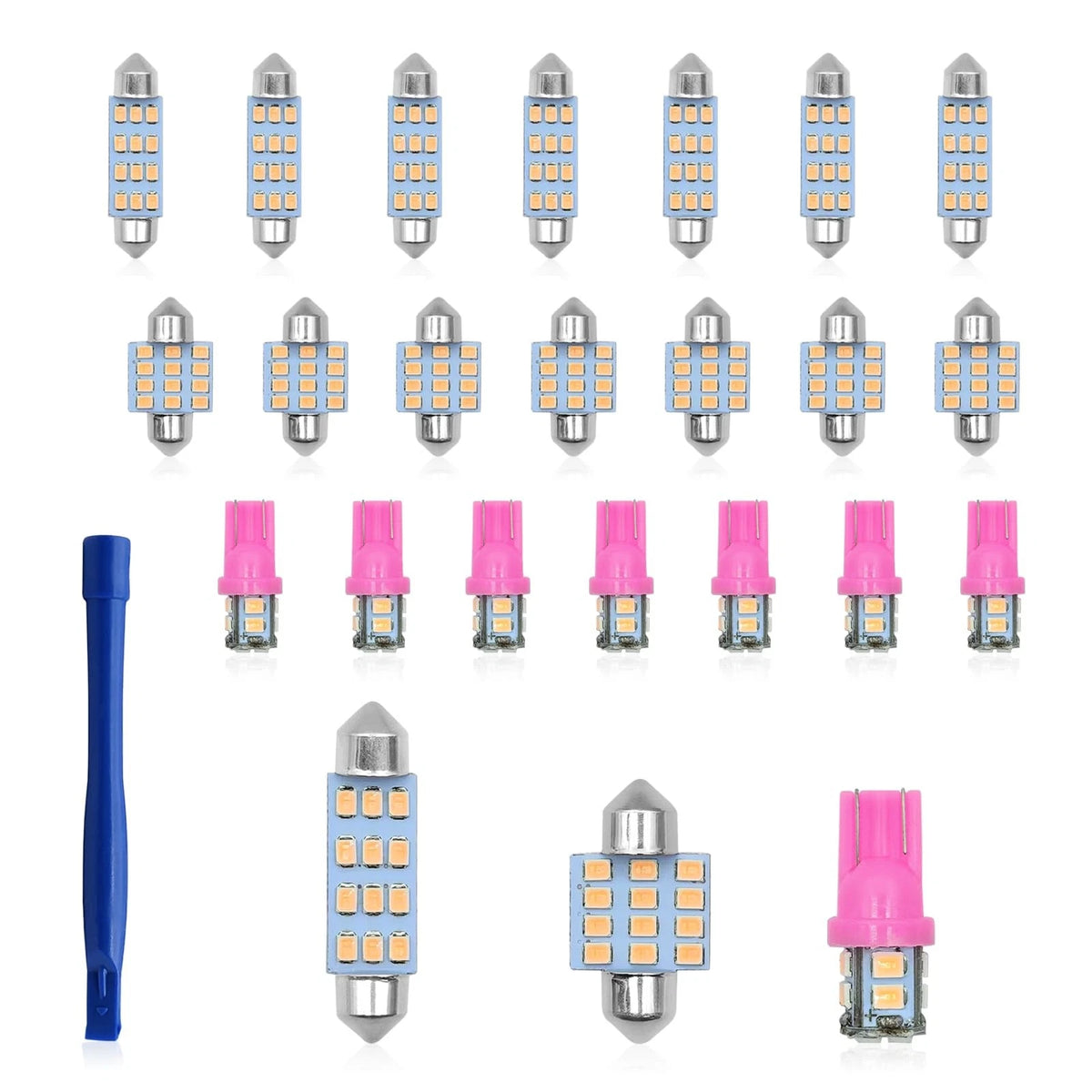 24 PCS LED Dome Lights for Cars - 194 T10 DE3175 578 Purple