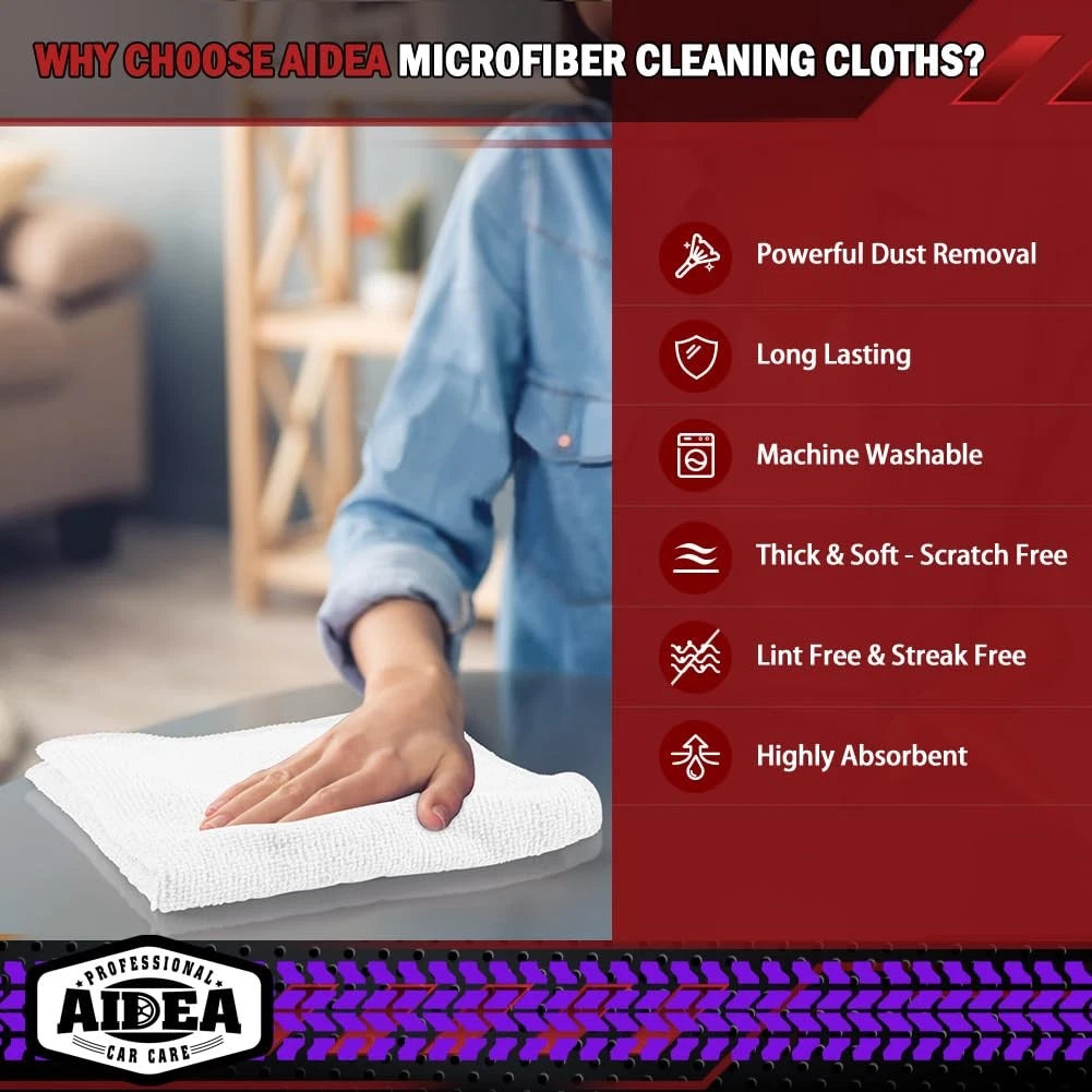 50PK Microfiber Cleaning Cloths for Automotive Detailing