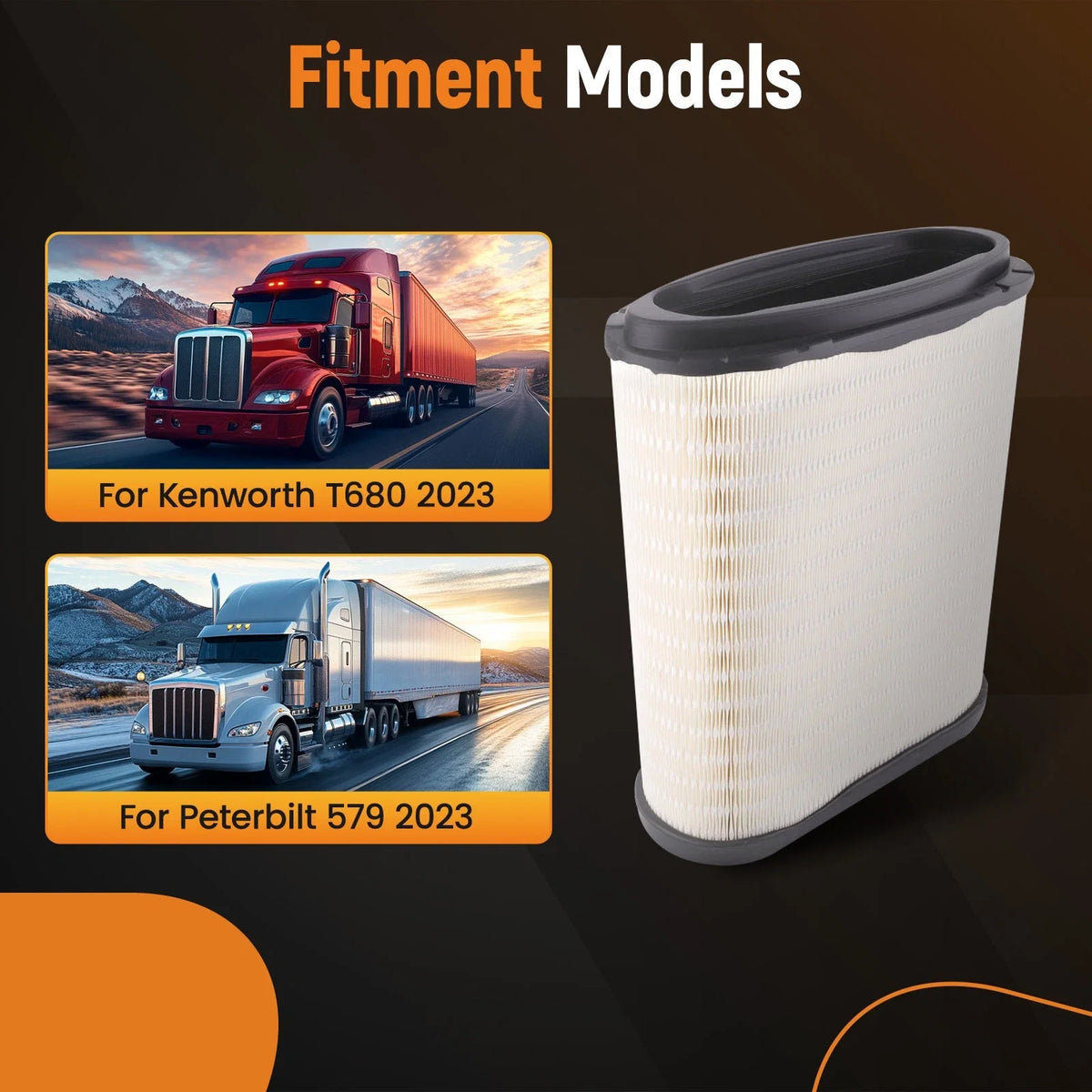 Set of 2 Heavy Duty Air Filters D37-1061 for Kenworth T680 Peterbilt 579 (2023)