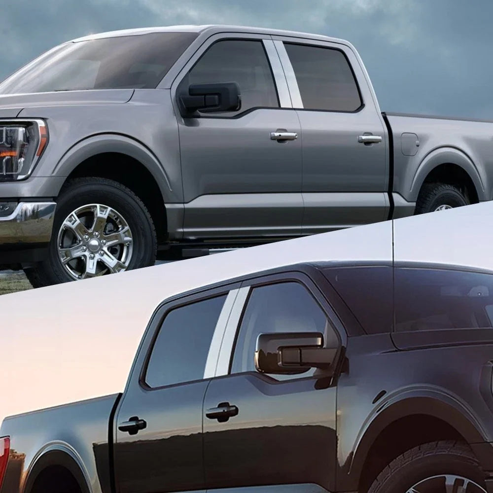 Set of 4 Chrome Pillar Post Window Cover Trim for Ford F-150 (2015–2021)