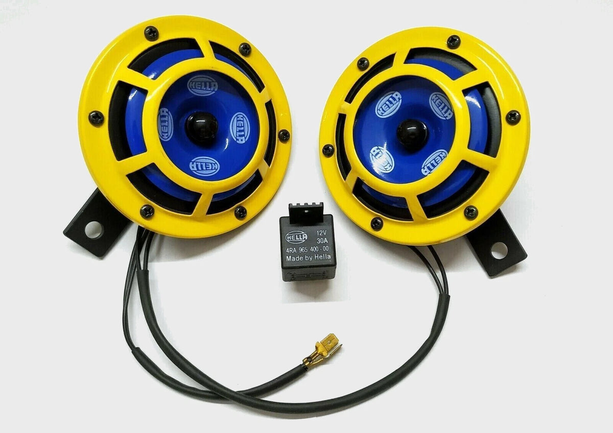 Set of 2 Hella Yellow Panther 118dB Dual Horns for All Cars