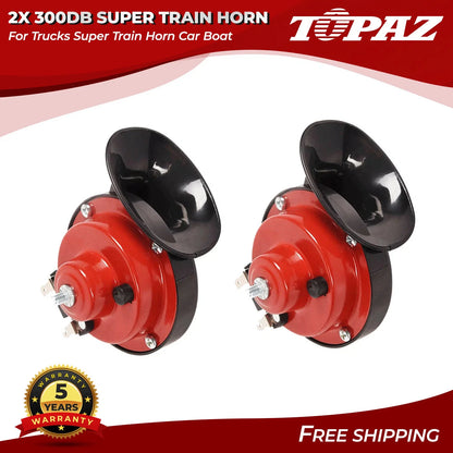 2X 300DB Super Train Horn for Trucks Cars Boats Motorcycles (12V)