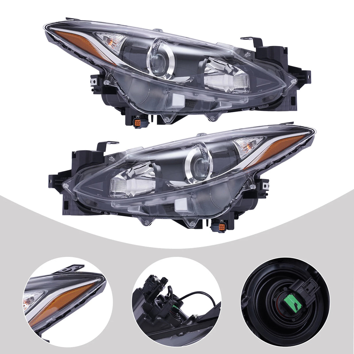 Set of 2 Halogen Headlights for Mazda 3 Sport (2014–2016) BPW1510K0 BPW1510L0