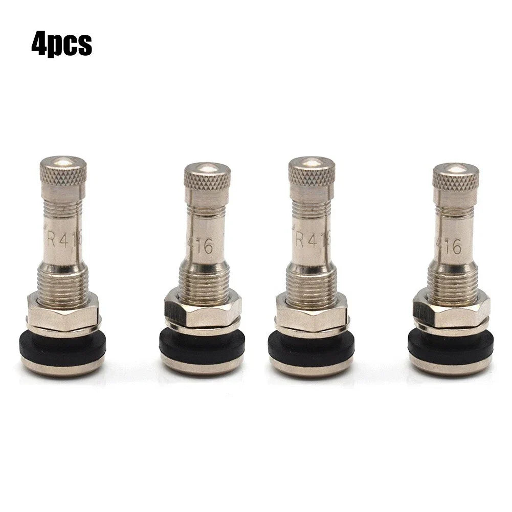 Chrome Metal Tubeless Bolt-On Valve Stem 4 x for Tires