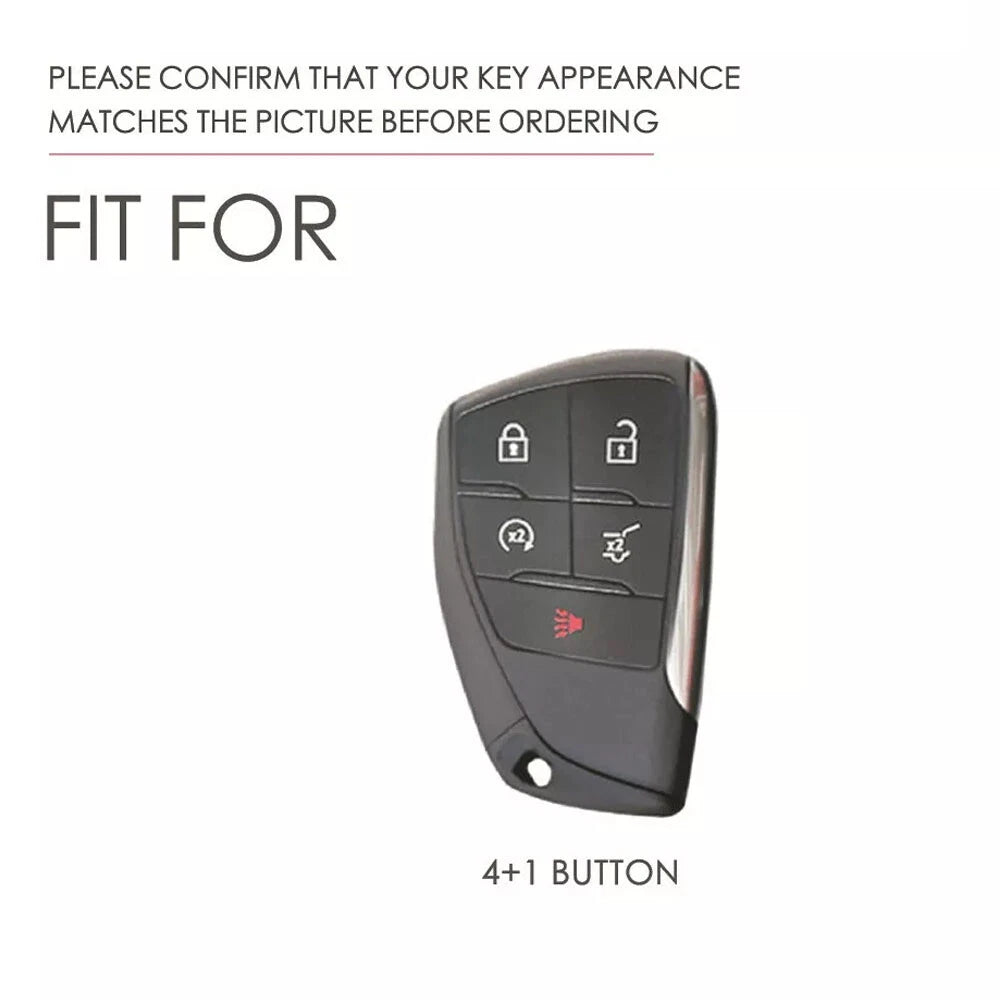 Leather Car Key Case Cover 5 Button for Chevrolet GMC Sierra Buick