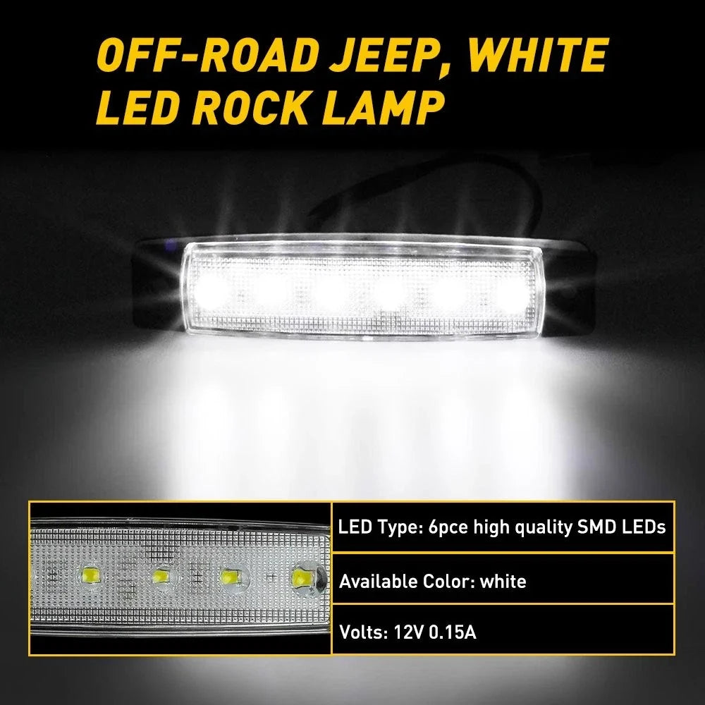 10X White LED Rock Light Pods for 12V Off Road Truck Car ATV SUV