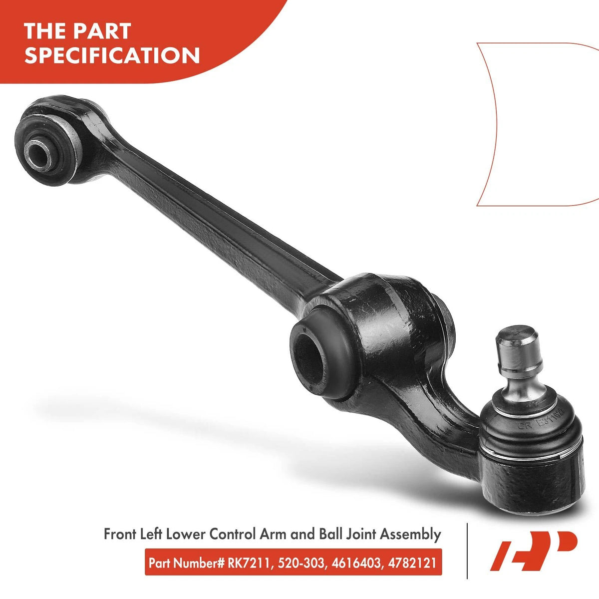 A-Premium Front LH Lower Control Arm w/Ball Joint Assy for Dodge Eagle Chrysler (RK7211, 520-303, 4616403, 4782121)