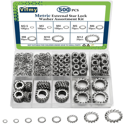 500 PCS External Tooth Lock Washers for Automotive Applications