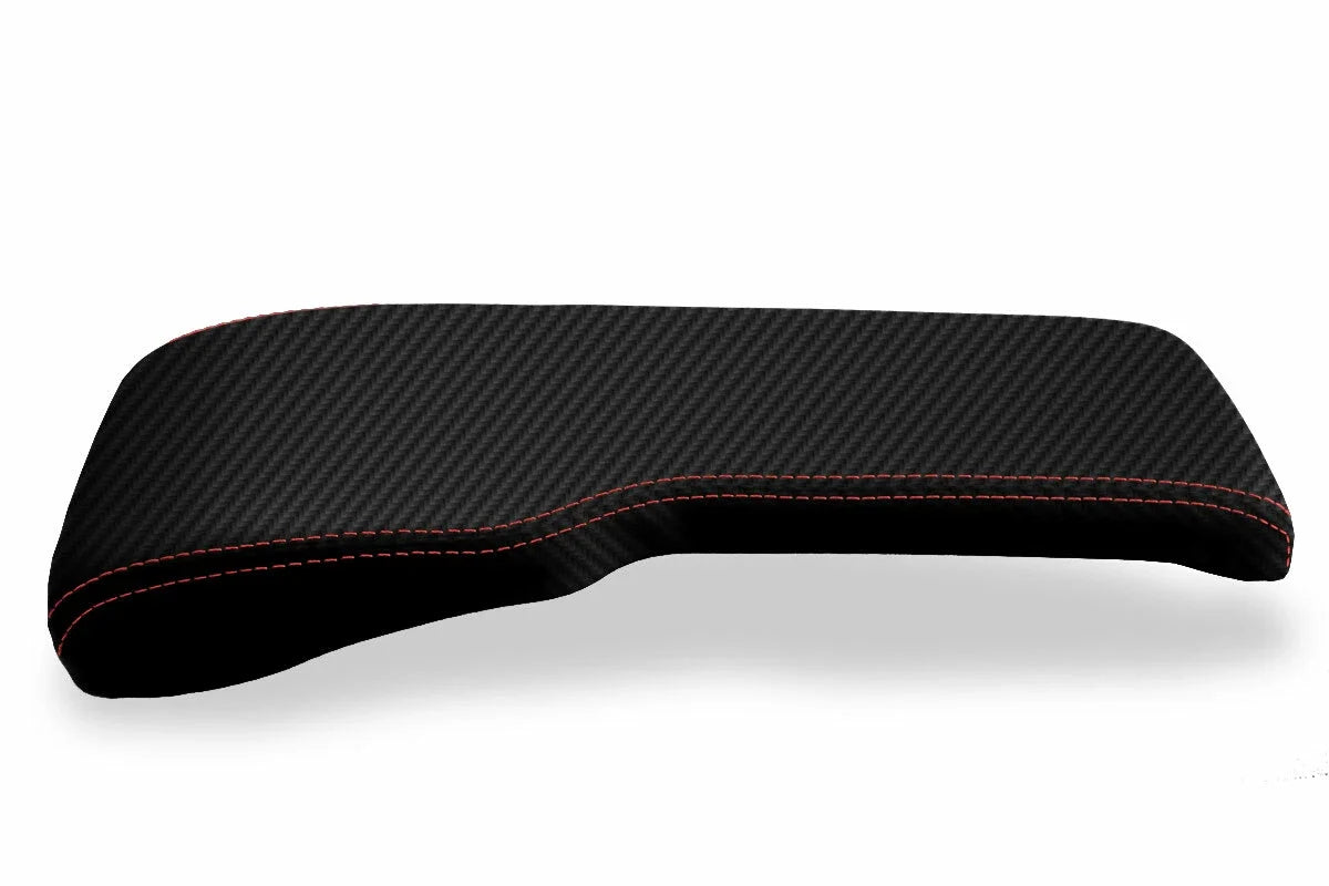 Console Lid Bench Seat Cover for Toyota Tacoma (2001–2004) Carbon Fiber Red Stitch