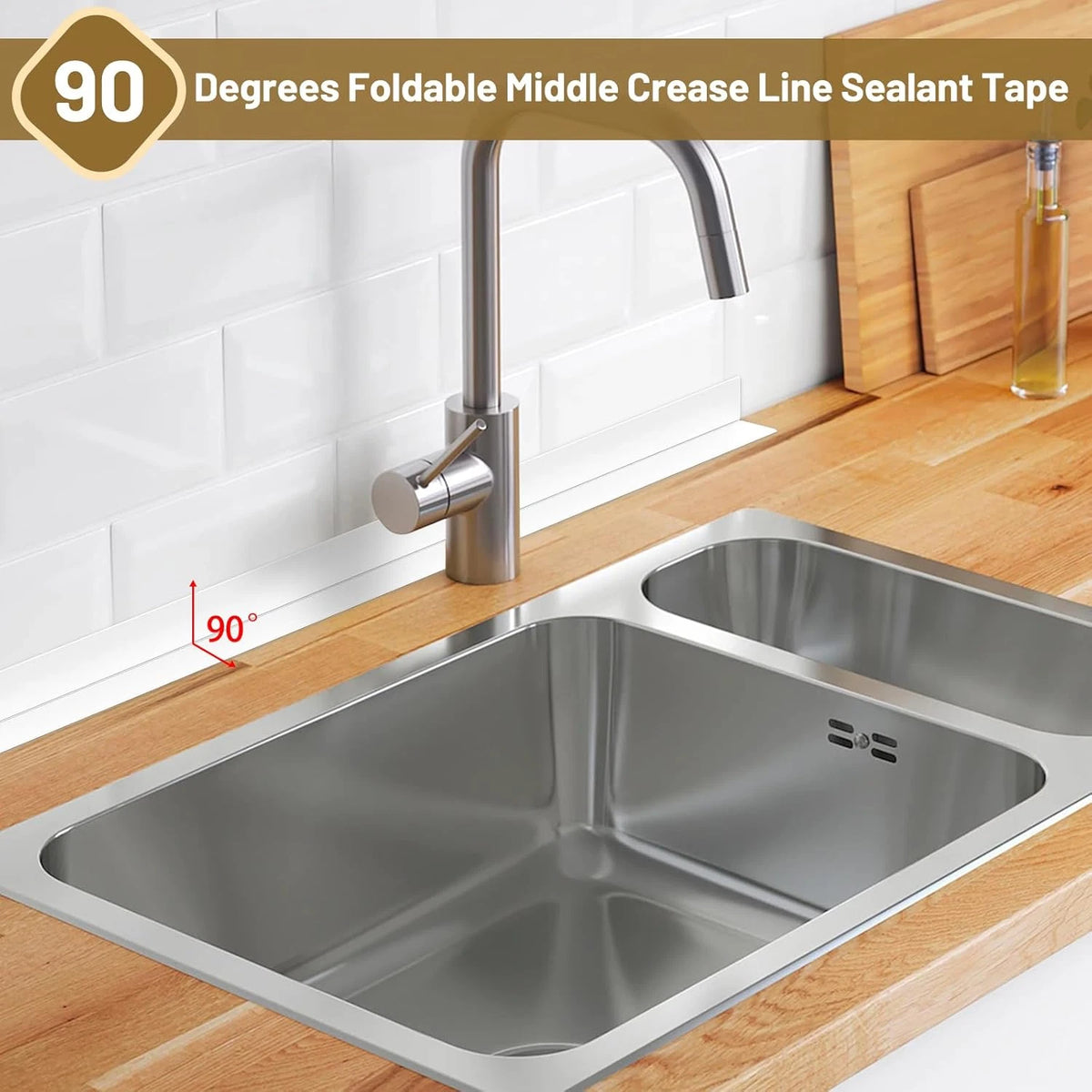 3X 10.5FT PVC Self Adhesive Caulk Sealing Strip Tape for Kitchen Wall Sink Toilet