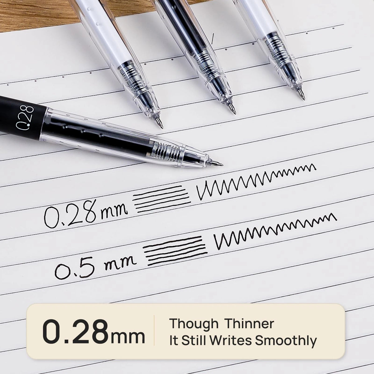 Set of 4 Retractable Gel Roller Pens for Japanese Style (0.28mm Ultra Fine)