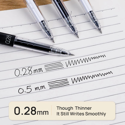 Set of 4 Retractable Gel Roller Pens for Japanese Style (0.28mm Ultra Fine)