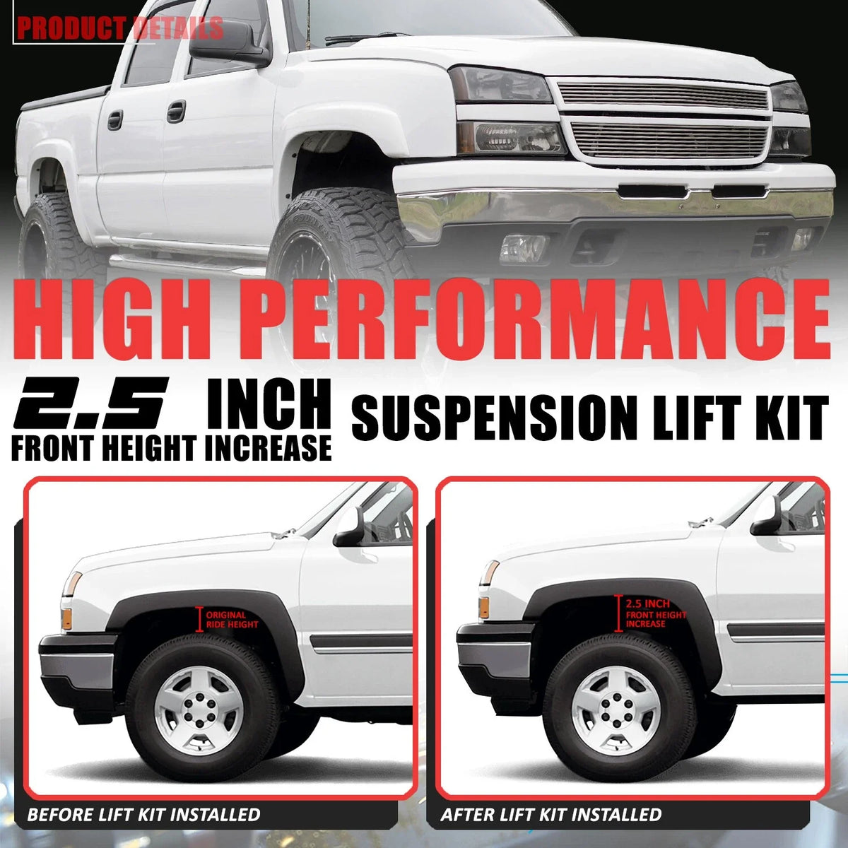 2.5" Coil Spring Front Lift Level Spacer for Silverado Sierra 1500 (1999–2007)