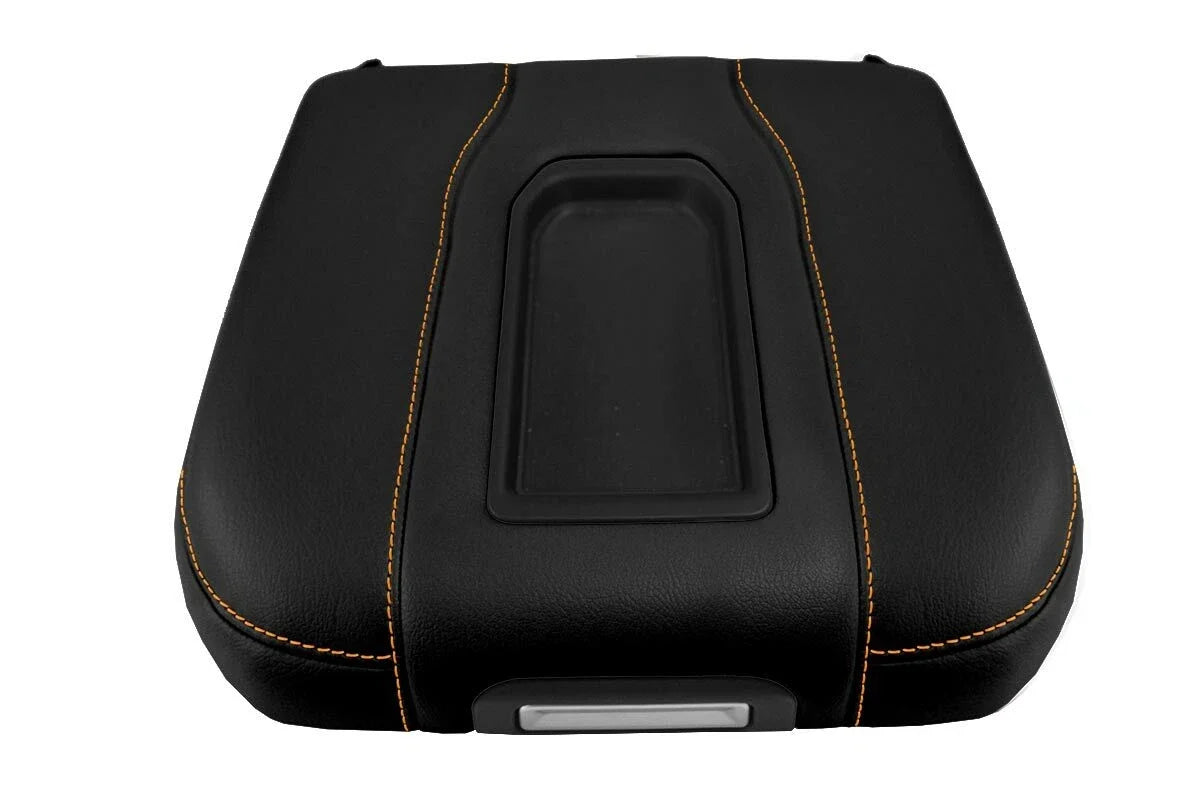 Console Lid Bucket Cover Leather for Chevrolet Silverado (2019–2020) Orange Stitch